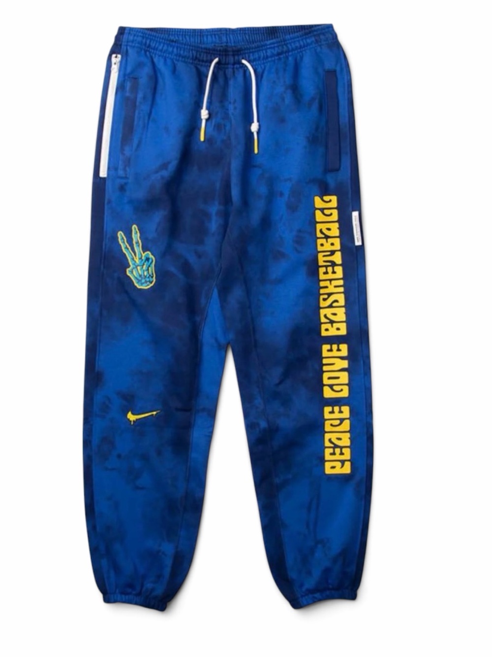 Nike Blue Basketball Tie-Dye Sweatpants with Yellow Drip Smile Graphic
